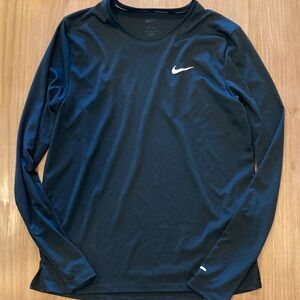 Nike Men's Dark Black Long Sleeve Tee running dri-fit